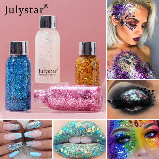 Julystar Broken Diamond Glitter Powder Cross-Border Pop Show Stage Night Club Makeup Sequins Eye Shadow Makeup Shello Creative Boutique