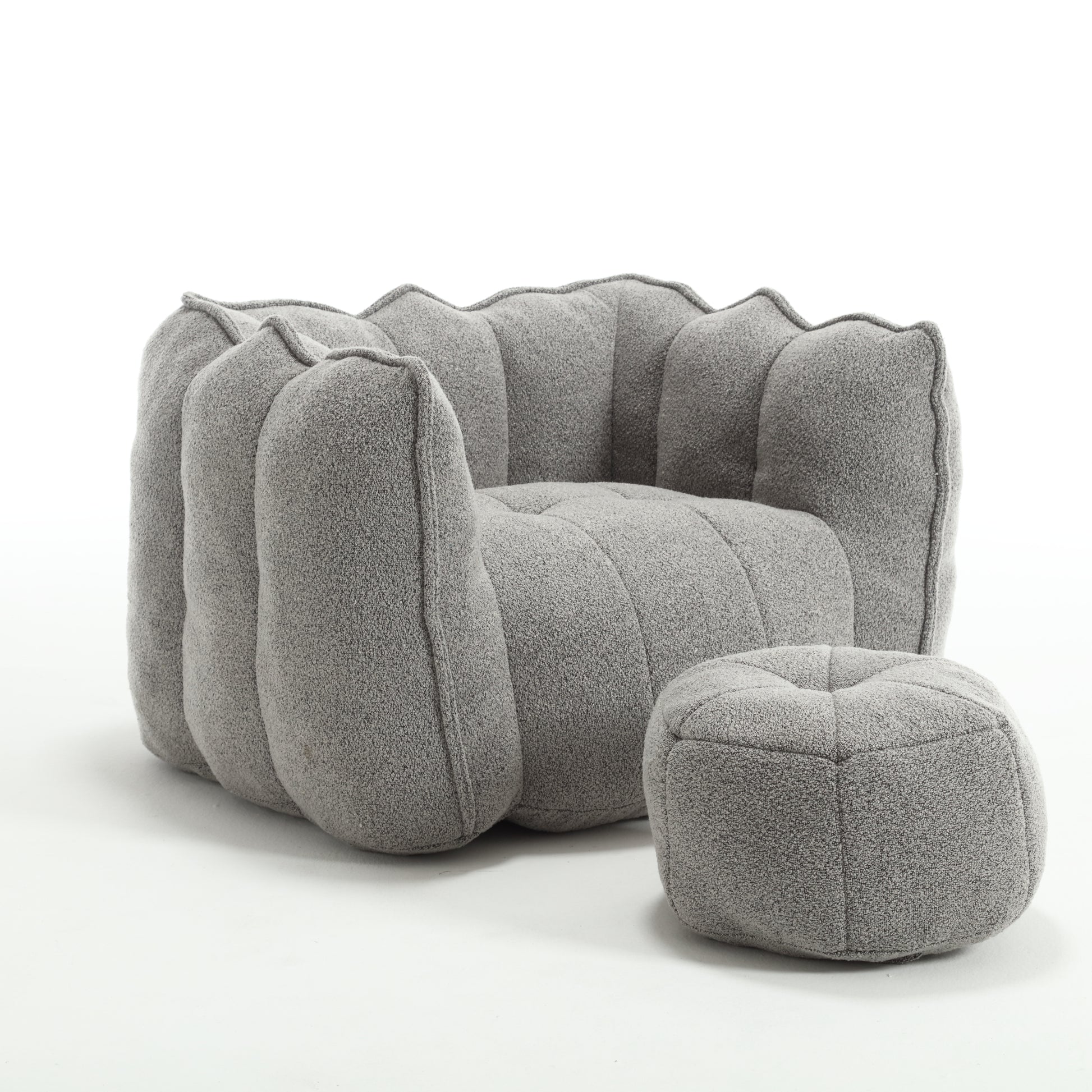 Soft Bean Bag Chair with High Resilient Foam(Chips)for living room and bedroom,Comfortable Square Lazy Sofa with Footstool eprolo