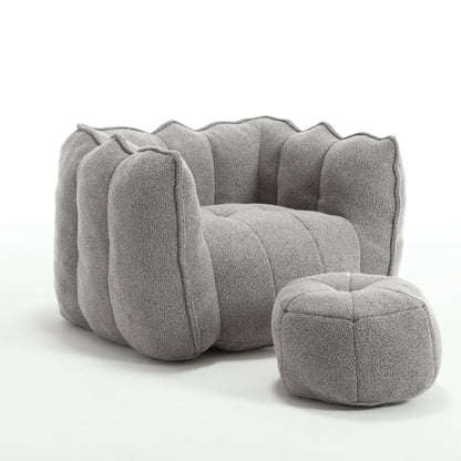 Soft Bean Bag Chair with High Resilient Foam Comfortable Square Lazy Sofa with Footstool - Shello's Creative Boutique