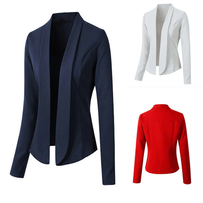 Blazers Women Fashion Solid Tops Long Sleeve Jacket Ladies Office Wear - Shello's Creative Boutique
