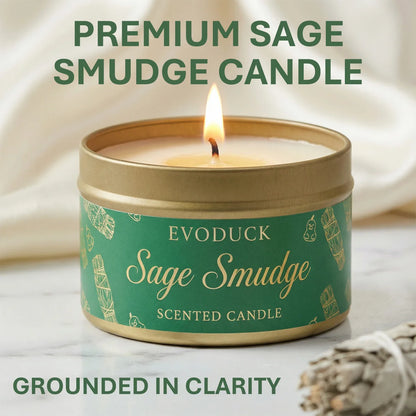 Sage Smudge Scented Candle - Premium Soy Wax for Meditation - Shello's Creative Boutique