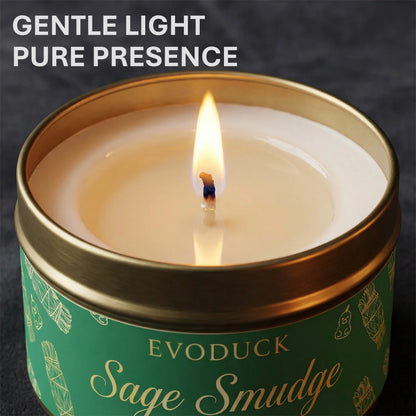 Sage Smudge Scented Candle - Premium Soy Wax for Meditation - Shello's Creative Boutique