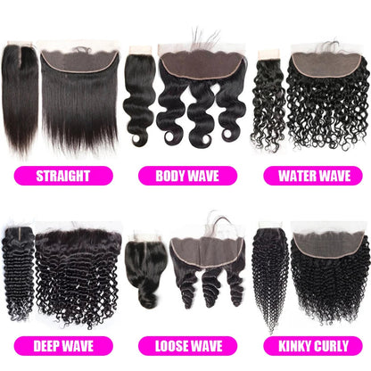 13x4 HD Transparent Lace Frontal 100% Human Hair Pre plucked Bleached Knots Natural Hair Line With Baby Hair 4x4 Lace Closure Shello's Creative Boutique