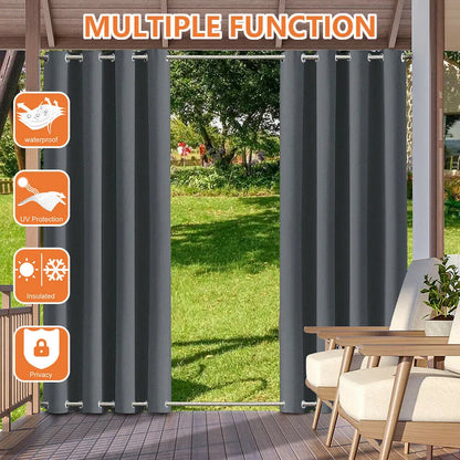 Outdoor Patio Curtains - Weighted Waterproof Blackout Drapes for Gazebo, Porch & Balcony - Shello's Creative Boutique