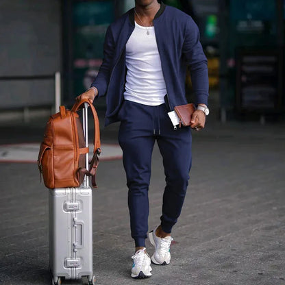 Men's new casual solid color baseball collar jacket suit - Shello's Creative Boutique