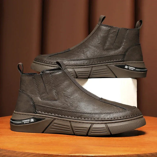 Ankle Boots Motorcycle Man Winter for Men High Top Anti-slip Wear-resistant Water Proof Spring and Autumn Fashion All-match - Shello's Creative Boutique