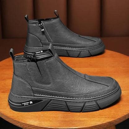Ankle Boots Motorcycle Man Winter for Men High Top Anti-slip Wear-resistant Water Proof Spring and Autumn Fashion All-match - Shello's Creative Boutique
