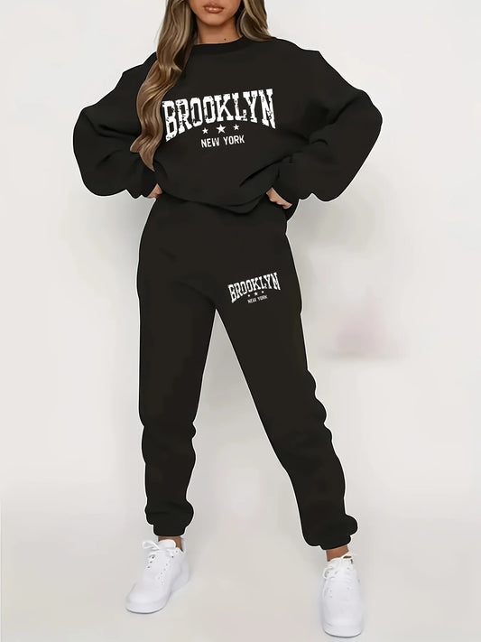 Autumn/Winter Plush Hoodie & Pants Set - Cozy Streetwear for Women