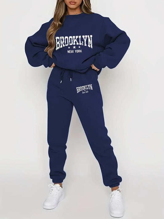 Autumn/Winter Plush Hoodie & Pants Set - Cozy Streetwear for Women