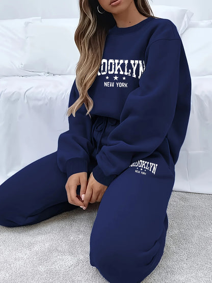Autumn/Winter Plush Hoodie & Pants Set - Cozy Streetwear for Women