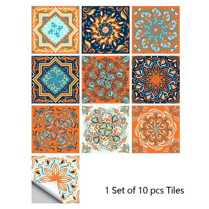10 Piece Set Of Datura Mosaic Small Flower Imitation Ceramic Tile Wall Sticker - Shello's Creative Boutique