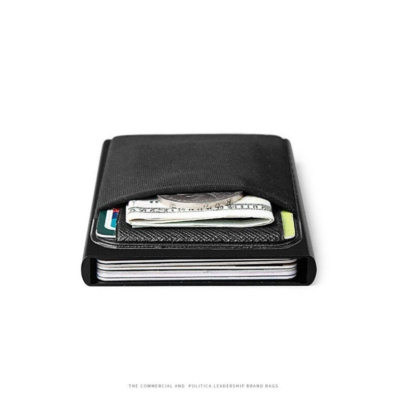 Business Men Credit Card Wallet Aluminum Cash ID Card Holder  Case Blocking Slim Metal Wallet Coin Purse Black eprolo