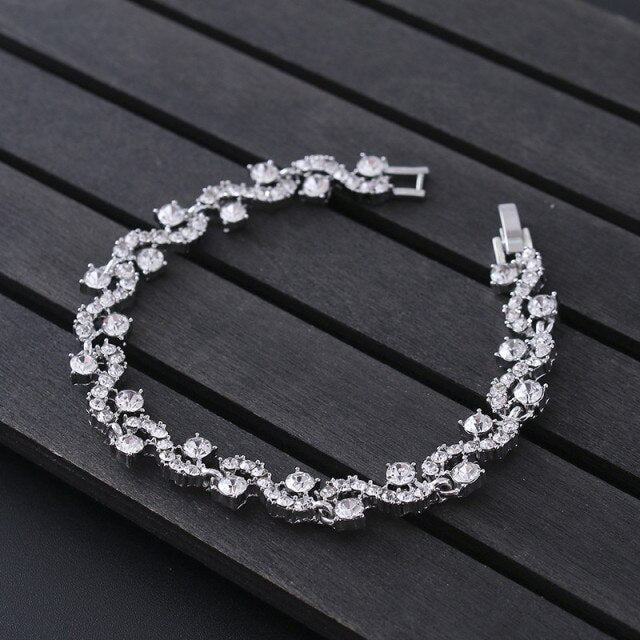 Luxury Blue Crystal Bracelet For Wedding Silver Bracelet Rhinestone Charm Women Bangles Jewelry Pulseira Feminina BR520 eprolo