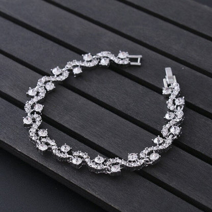 Luxury Blue Crystal Bracelet For Wedding Silver Bracelet Rhinestone Charm Women Bangles Jewelry Pulseira Feminina BR520 eprolo