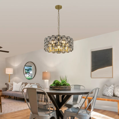 Modern Crystal Chandelier for Living Room – Luxury Round Crystal Lamp for Home Décor Light Fixture - Shello's Creative Boutique