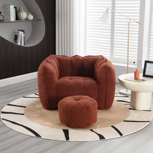 Soft Bean Bag Chair with High Resilient Foam(Chips)for living room and bedroom Comfortable Square Lazy Sofa with  Footstool eprolo