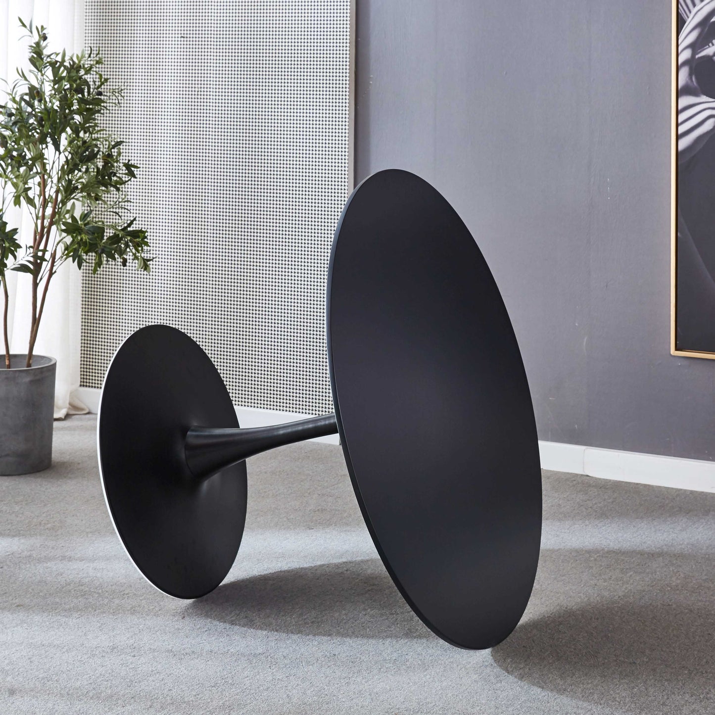 42" Black Tulip Dining Table | Mid-Century Round Pedestal Table