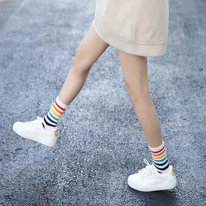 Rainbow Striped Harajuku Socks - Fun Cotton Short Socks for Women - Shello's Creative Boutique