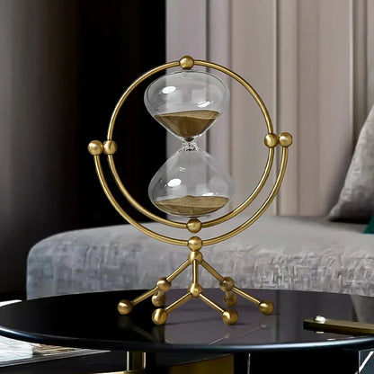 Nordic Light Luxury Rotating Hourglass – Exquisite Metal Crafts Decoration - Shello's Creative Boutique