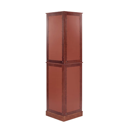 Corner Curio Dispaly Cabinet with Lights, Adjustable Tempered Glass Shelves, Mirrored Back,Cherry(E26 light bulb not included) eprolo