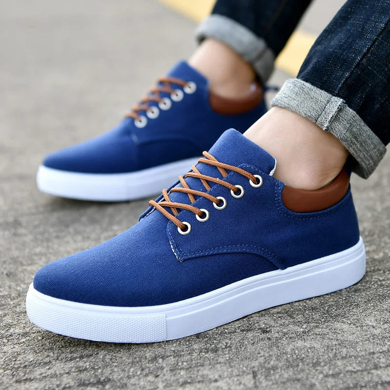 Men Shoes Canvas Sneakers Flats Lace up Leisure Loafers Rubber Sole Non Slip Sneakers eprolo