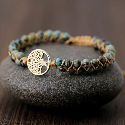 Vintage Leather Bracelets natural Stone Wrap Bracelets for men and Women tree Boho Friendship Bracelet Handmade Jewelry - Shello's Creative Boutique