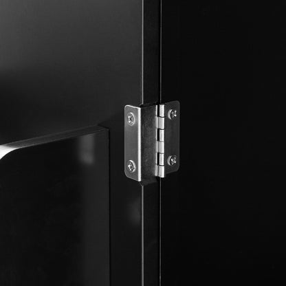 Bathroom floor storage cabinet, bathroom storage cabinet, 4-door independent cabinet, adjustable shelf, adaptive shelf, black eprolo