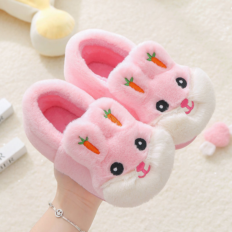 Kids Cotton Slides Autumn Winter Indoor Non-slip Cute Rabbit Non-slip Kids Shoes Home Slippers Fashion Baby Boys Girls Slippers eprolo