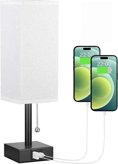 Linen 90 square desk lamp zipper switch three color temperature variable light A+C USB charging - Shello's Creative Boutique