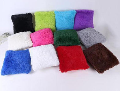 Solid Soft Plush Faux Fur  Decorative Cushion Cover Throw Pillows For Sofa Car Chair Hotel Home Decoration