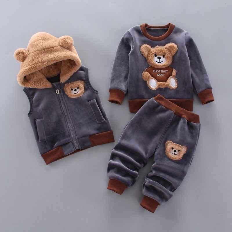 Autumn Children's Clothing Set Plush Bear Three Piece Suit for Kids - Shello's Creative Boutique