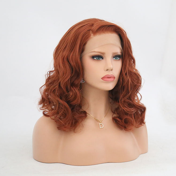 New European and American Ladies 350# Front Lace Bobo Short Curly Lanting Wig Headgear Shello Creative Boutique