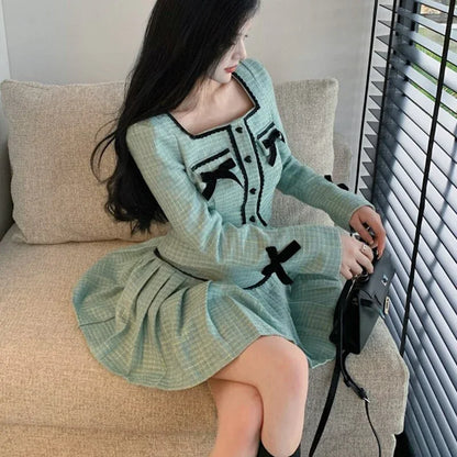 High Quality Fall Fashion Sweet Tweed 2 Piece Set Women Short Jacket Coat Crop Top + Skirts Sets Small Fragrance Two Piece Suits - Shello's Creative Boutique