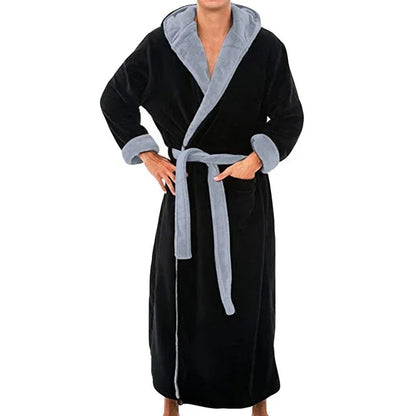 Men Bathrobe Men's Winter Lengthened Plush Shawl Bath Robe Home Clothes Long Sleeved Robe Coat - Shello's Creative Boutique