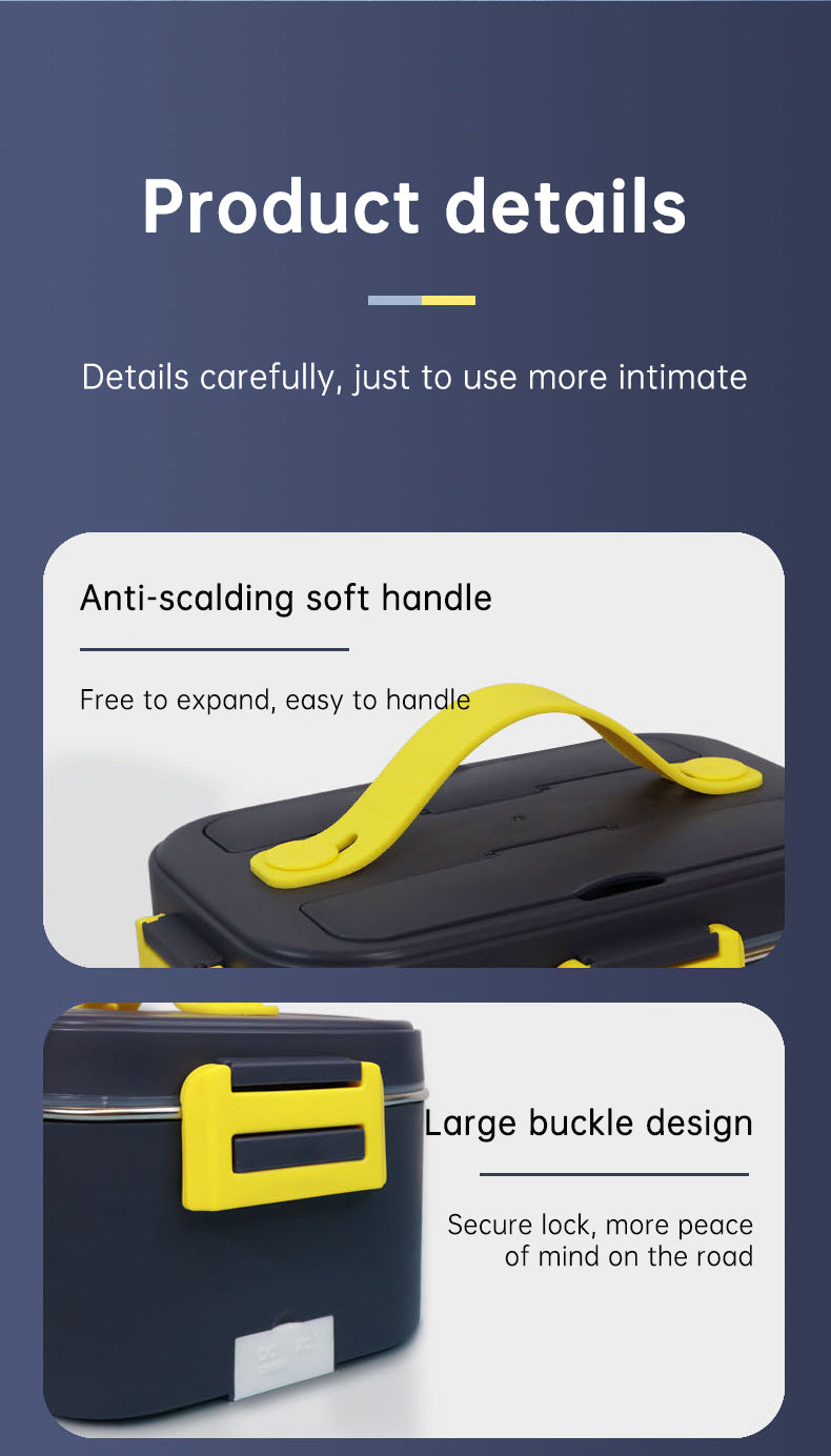 New portable household car 110 / 220V 12V/24V rechargeable automatic heated electric lunch box bento food heater container box eprolo