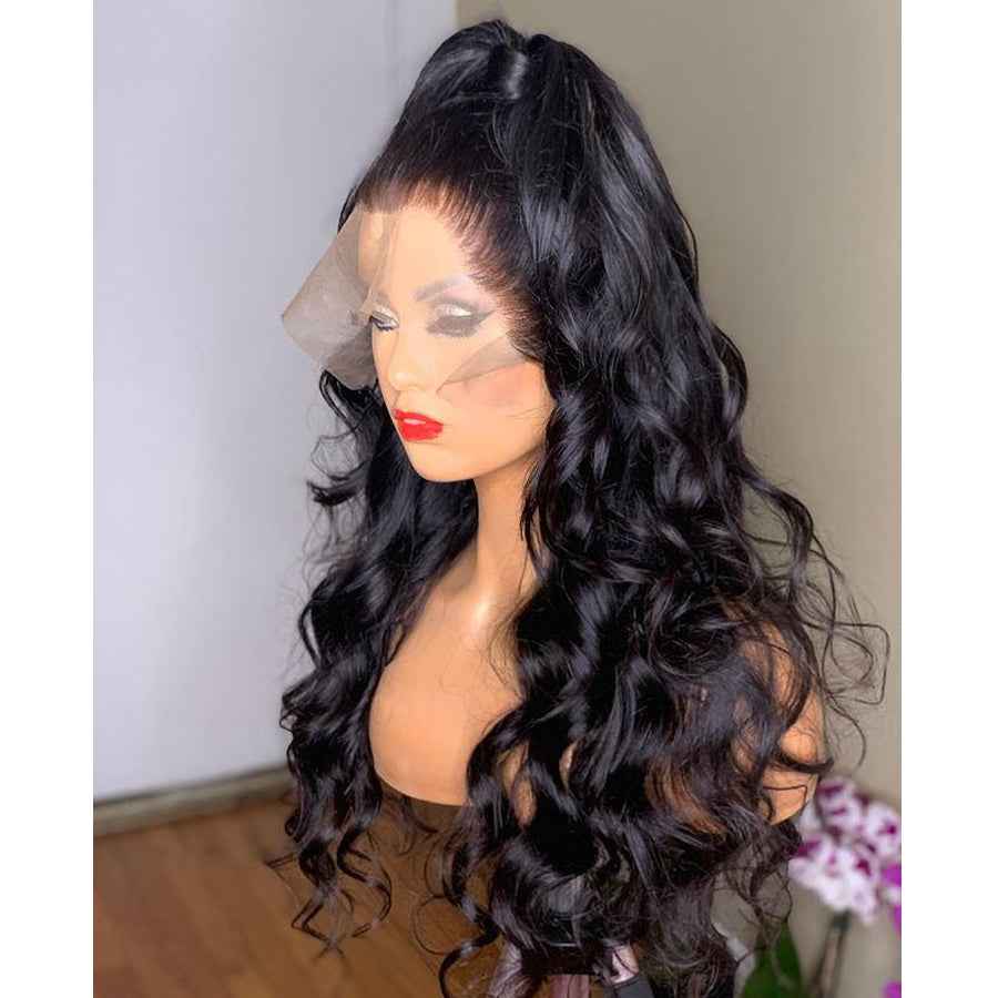Synthetic Natural Transition Wig Black Big Wave Front Lace Long Curly Hair Silk