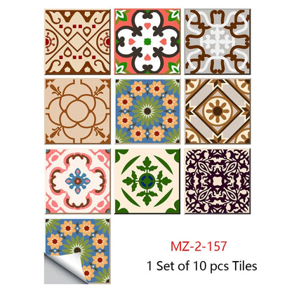 10 Piece Set Of Datura Mosaic Small Flower Imitation Ceramic Tile Wall Sticker - Shello's Creative Boutique