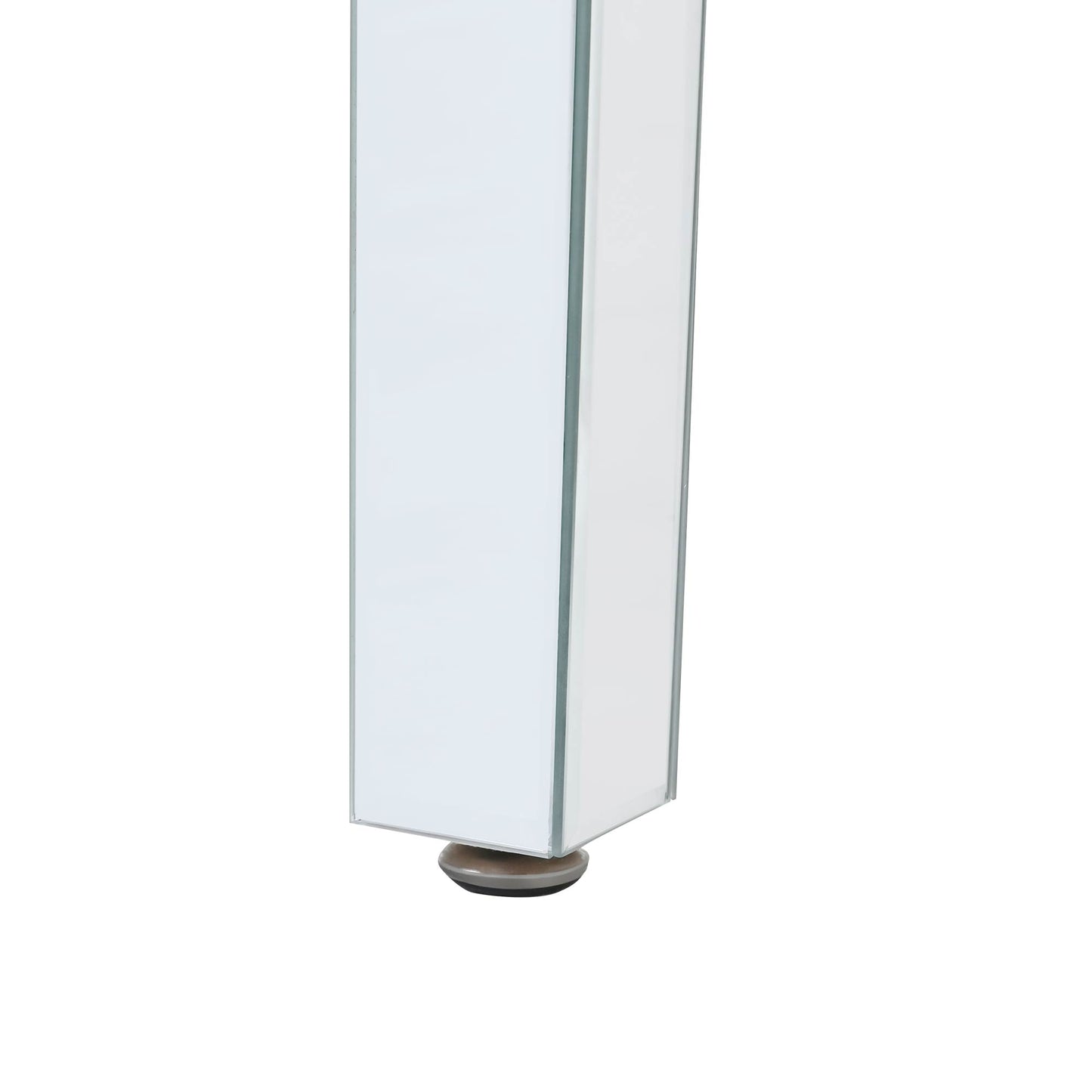 ON-TRANS glass mirror edge table, easy to assemble crystal design and adjustable height leg edge table, silver eprolo