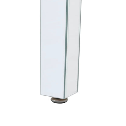ON-TRANS glass mirror edge table, easy to assemble crystal design and adjustable height leg edge table, silver - Shello's Creative Boutique