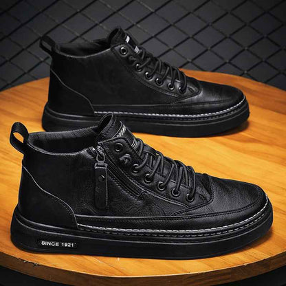 Martin Boots for Men - High Top Casual Board Shoes, Trendy Black Workwear Boots, Versatile Sports and Casual Footwear