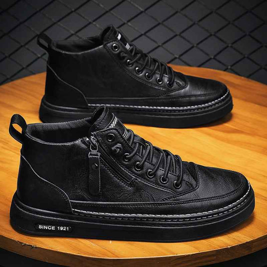 Martin Boots for Men - High Top Casual Board Shoes, Trendy Black Workwear Boots, Versatile Sports and Casual Footwear
