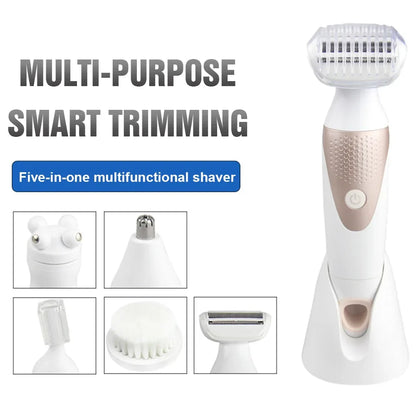 5-in-1 Waterproof Electric Shaver – Ultimate Hair Removal Kit for Women - Shello's Creative Boutique