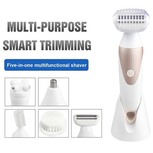 5-in-1 Waterproof Electric Shaver – Ultimate Hair Removal Kit for Women