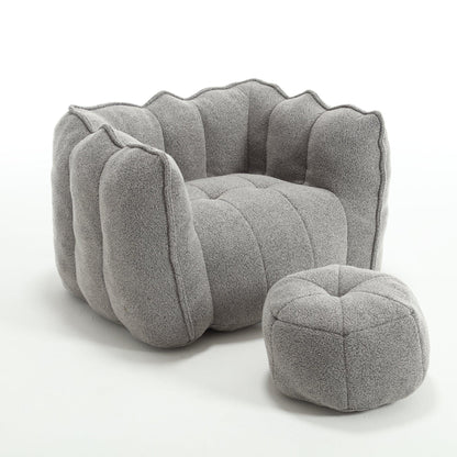 Soft Bean Bag Chair with High Resilient Foam Comfortable Square Lazy Sofa with Footstool - Shello's Creative Boutique