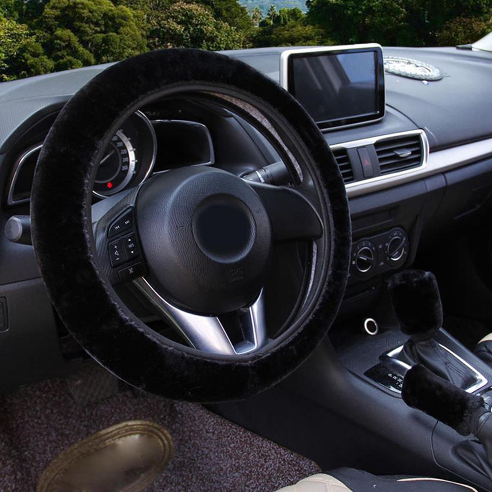 Luxury Plush Steering Wheel Cover Set - Winter Car Interior Accessories