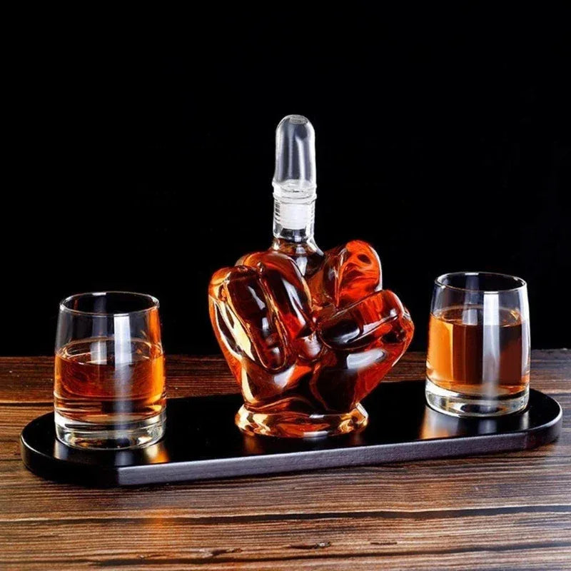 The Wine Savant Middle Finger Decanter Novelty Whiskey & Wine Decanter Set - Shello's Creative Boutique