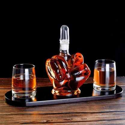 The Wine Savant Middle Finger Decanter Novelty Whiskey & Wine Decanter Set - Shello's Creative Boutique