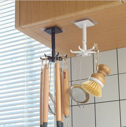 360 Degrees Rotated Kitchen Hooks Self Adhesive 6 Hooks Home Wall Door Hanging Rack - Shello's Creative Boutique