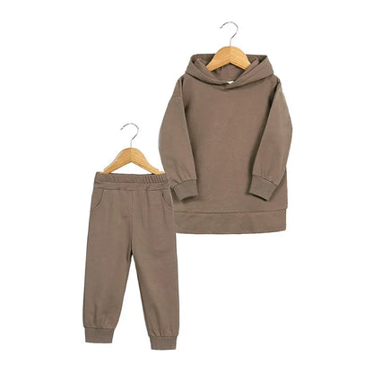 Thickened Autumn And Winter Clothing Children's Sports Suit Casual Pullover Hooded Sweater Trousers Two-Piece Set - Shello's Creative Boutique