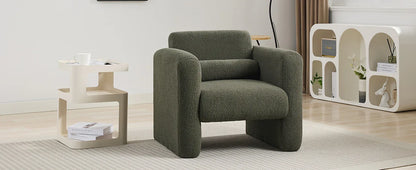 Modern style chair with Sheepskin Sherpa fabric soft cushion, armchair, soft with backrest and pillow - Shello's Creative Boutique